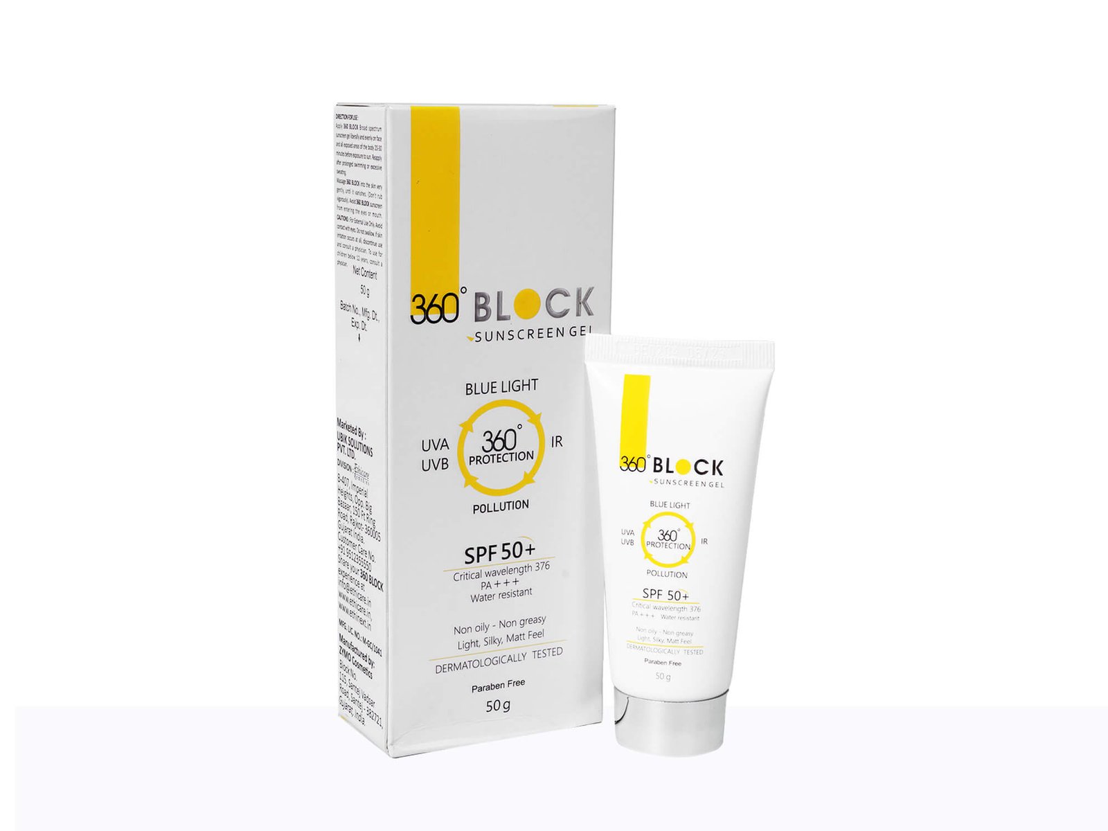 360 Block Sunscreen Gel SPF 50+ PA+++ | Broad Spectrum UV Protection, Lightweight Oil-Free Formula - Mossime 360 Block Sunscreen Gel SPF 50+ PA+++ | Broad Spectrum UV Protection, Lightweight Oil-Free Formula - Mossime - Image 1