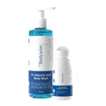 BeBodywise 1% Salicylic Acid Body Wash & 4% AHA BHA Underarm Roll On - Helps Exfoliate Skin - combo